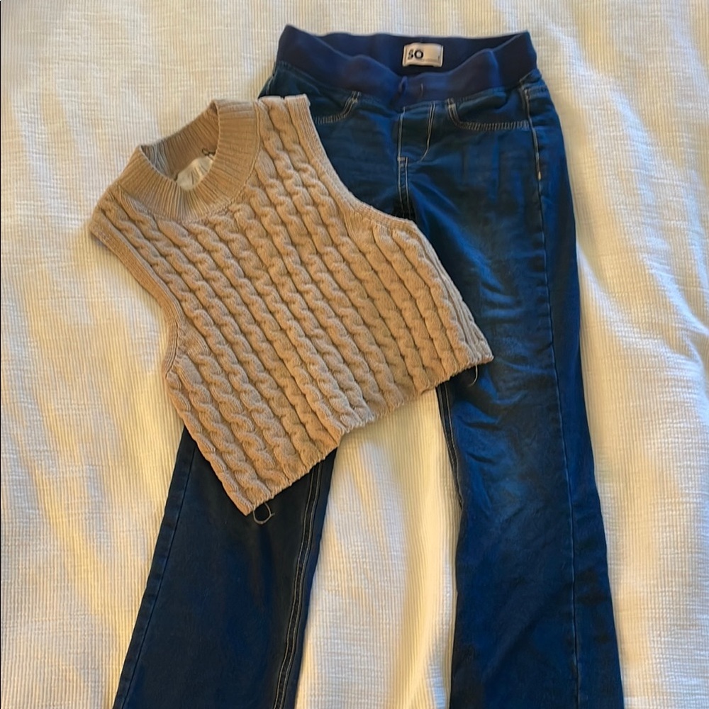 Kids Beige Cable Knit Sleeveless Top